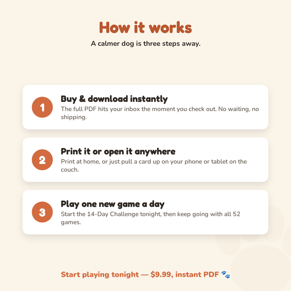 How it works: buy, download the PDF instantly, play one new game a day