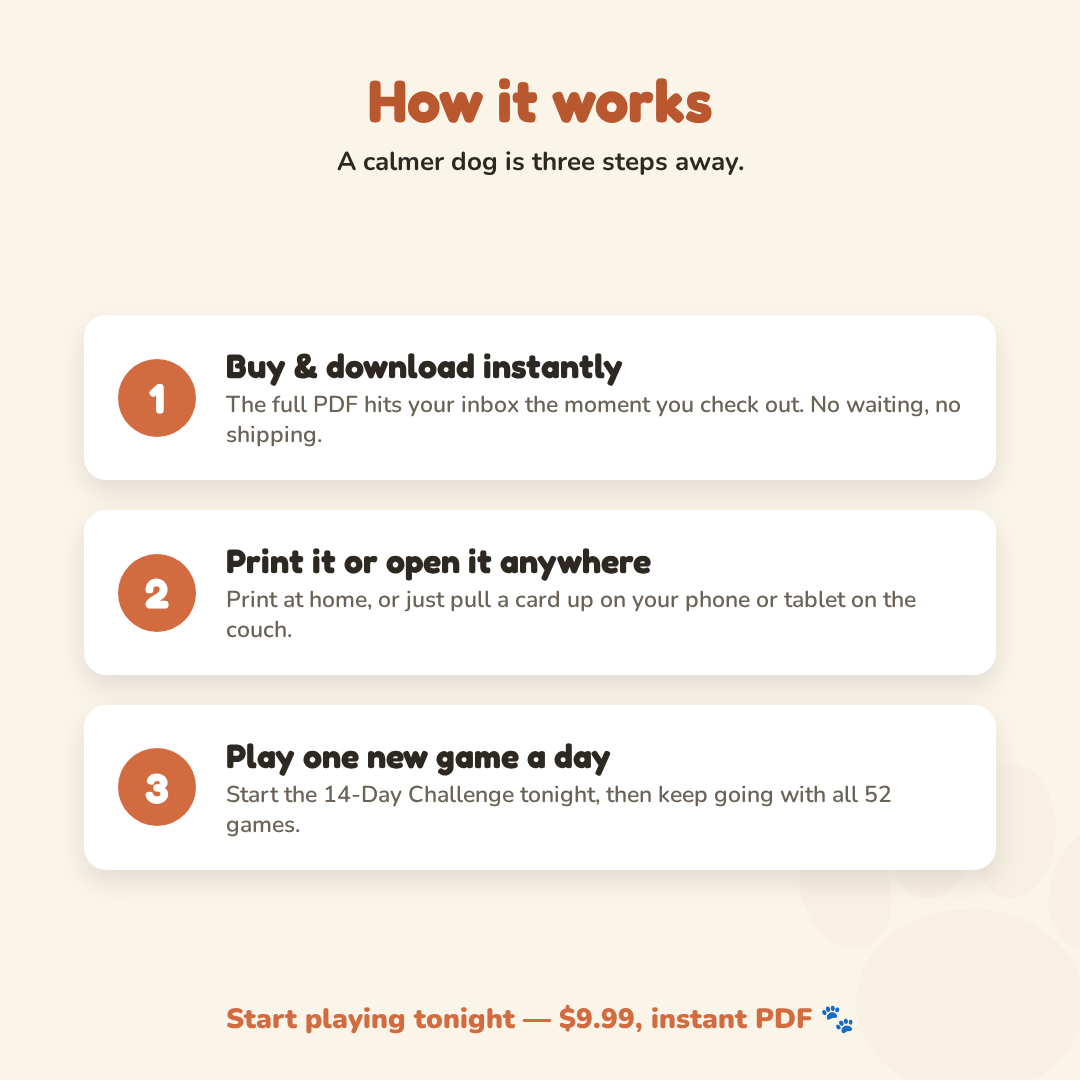 How it works: buy, download the PDF instantly, play one new game a day